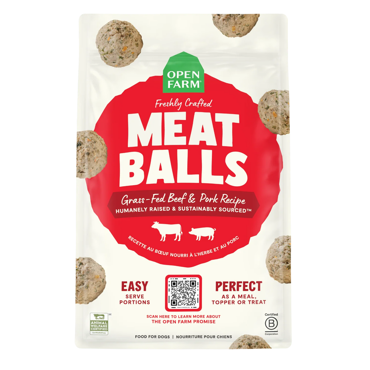Grass-Fed Beef & Pork Freshly Crafted Meatballs for Dogs